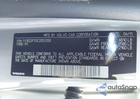 2012 Volvo S60 T5 z USA, uszkodzony, nr VIN YV1622FS5C2053126